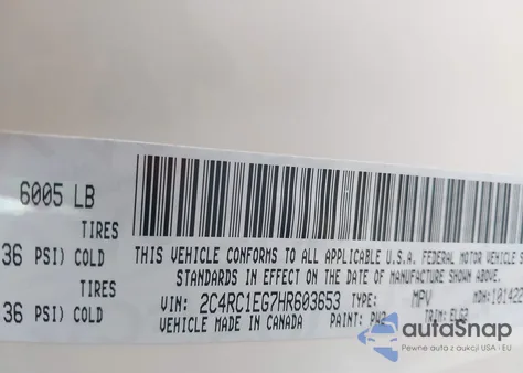 2017 Chrysler Pacifica Touring-L Plus из США, поврежденный, VIN 2C4RC1EG7HR603653